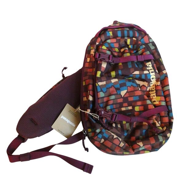 NWT Patagonia Atom Sling 8L Fitz Roy Patchwork Night Plum Backpack Bag - Picture 1 of 11